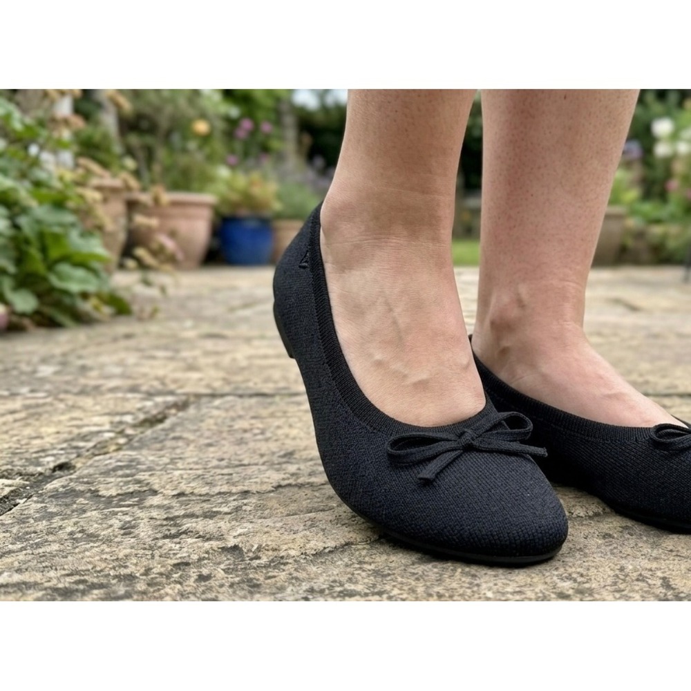 VIVAIA Ballet Flats Knit Bow Comfortable Everyday Shoes Black Size EU/39 US/8